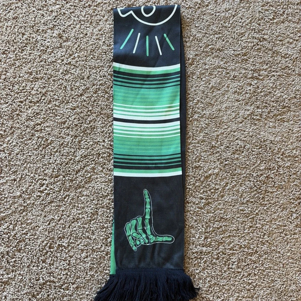 Ruffneck LOS VERDES Austin FC Inaugural‎ Season Skull Soccer Scarf Green/Black